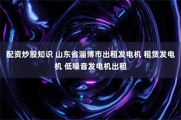 配资炒股知识 山东省淄博市出租发电机 租赁发电机 低噪音发电机出租